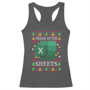 Funny Christmas Freak In The Sheets Racerback Tank Top Excel Spreadsheets Office Ugly Christmas Accountant Gift TS10 Dark Heather Print Your Wear