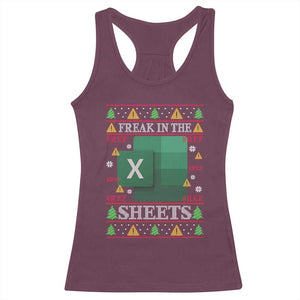 Funny Christmas Freak In The Sheets Racerback Tank Top Excel Spreadsheets Office Ugly Christmas Accountant Gift TS10 Maroon Print Your Wear