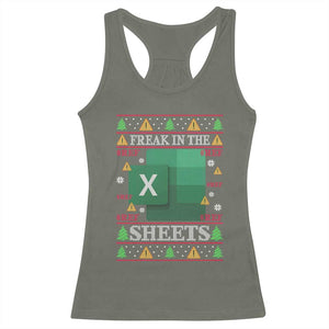 Funny Christmas Freak In The Sheets Racerback Tank Top Excel Spreadsheets Office Ugly Christmas Accountant Gift TS10 Military Green Print Your Wear