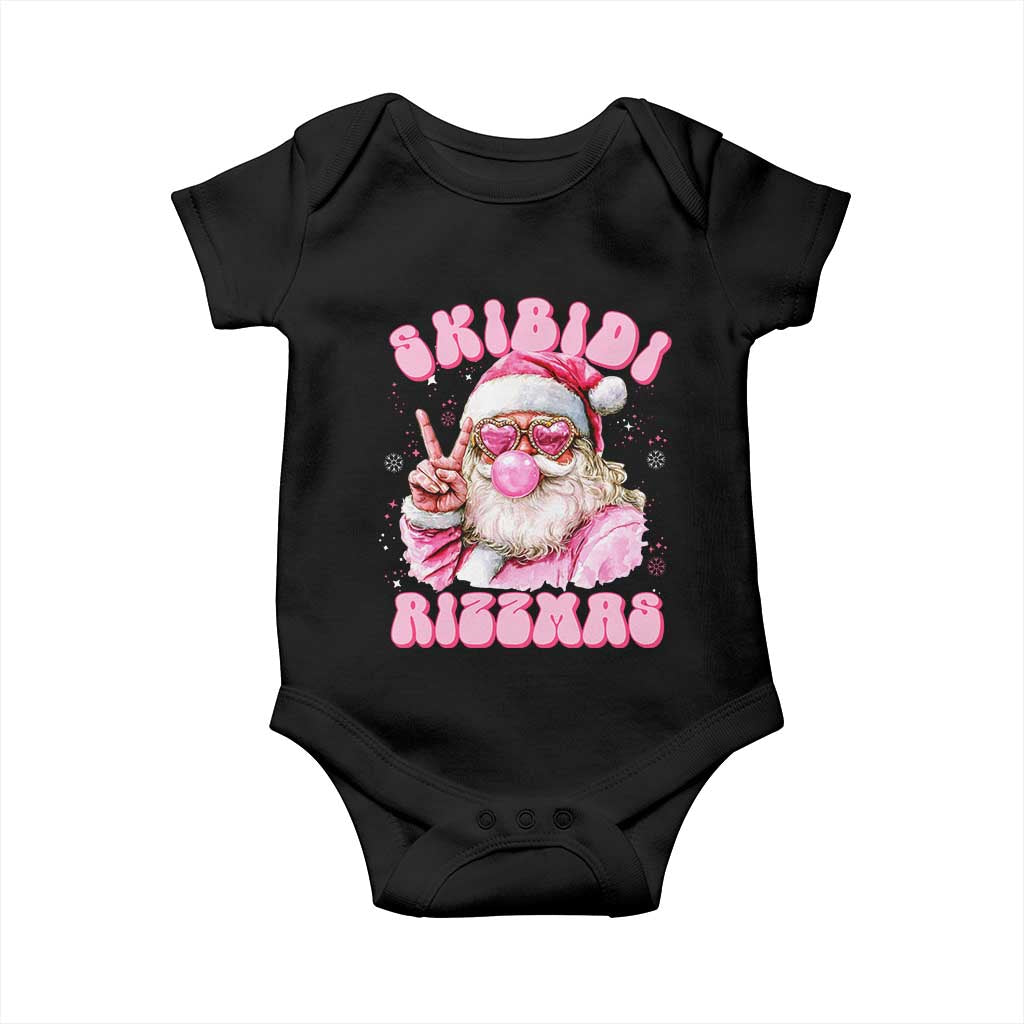 Skibidi Rizzmas Christmas Baby Onesie Rizz Santa Pink Bubble Gum Funny Xmas Girl Kids Gen Alpha TS10 Black Print Your Wear