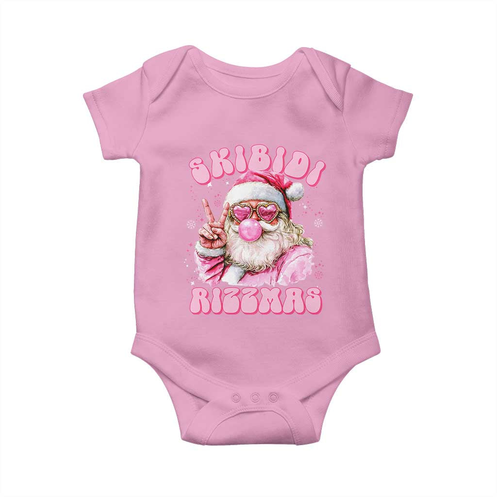 Skibidi Rizzmas Christmas Baby Onesie Rizz Santa Pink Bubble Gum Funny Xmas Girl Kids Gen Alpha TS10 Light Pink Print Your Wear
