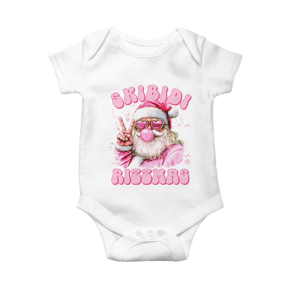 Skibidi Rizzmas Christmas Baby Onesie Rizz Santa Pink Bubble Gum Funny Xmas Girl Kids Gen Alpha TS10 White Print Your Wear