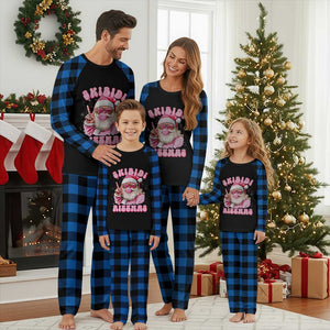 Skibidi Rizzmas Christmas Plaid Pajama Set Rizz Santa Pink Bubble Gum Funny Xmas Girl Kids Gen Alpha TS10 Blue Plaid Print Your Wear