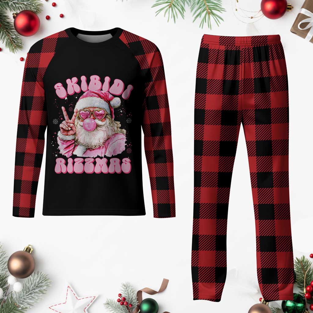 Skibidi Rizzmas Christmas Plaid Pajama Set Rizz Santa Pink Bubble Gum Funny Xmas Girl Kids Gen Alpha TS10 Buffalo Plaid Print Your Wear