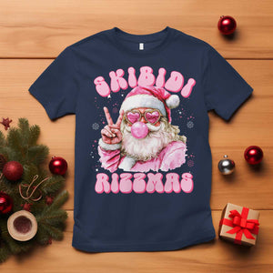 Skibidi Rizzmas Christmas T Shirt Rizz Santa Pink Bubble Gum Funny Xmas Girl Kids Gen Alpha TS10 Navy Print Your Wear