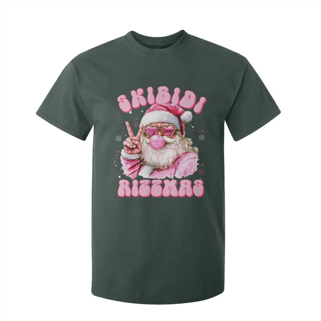 Skibidi Rizzmas Christmas T Shirt For Kid Rizz Santa Pink Bubble Gum Funny Xmas Girl Kids Gen Alpha TS10 Dark Forest Green Print Your Wear