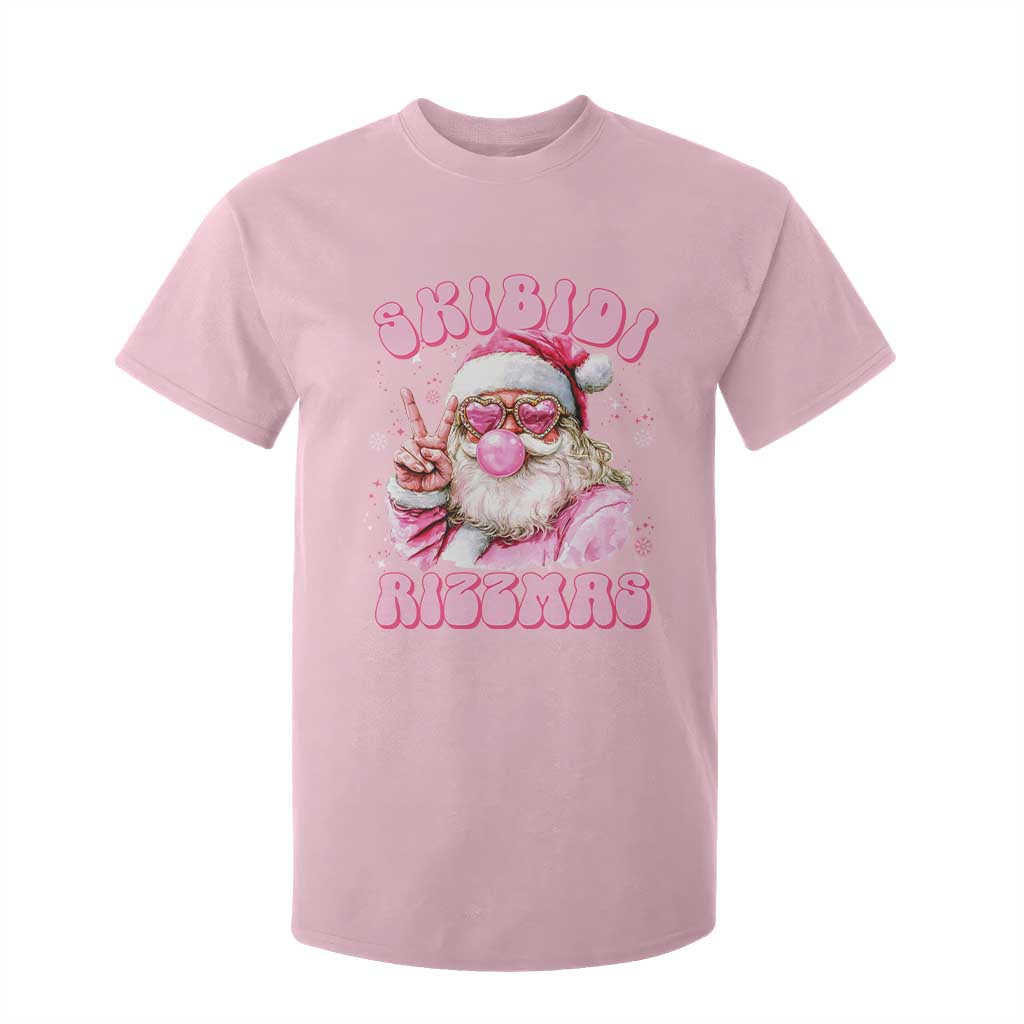 Skibidi Rizzmas Christmas T Shirt For Kid Rizz Santa Pink Bubble Gum Funny Xmas Girl Kids Gen Alpha TS10 Light Pink Print Your Wear