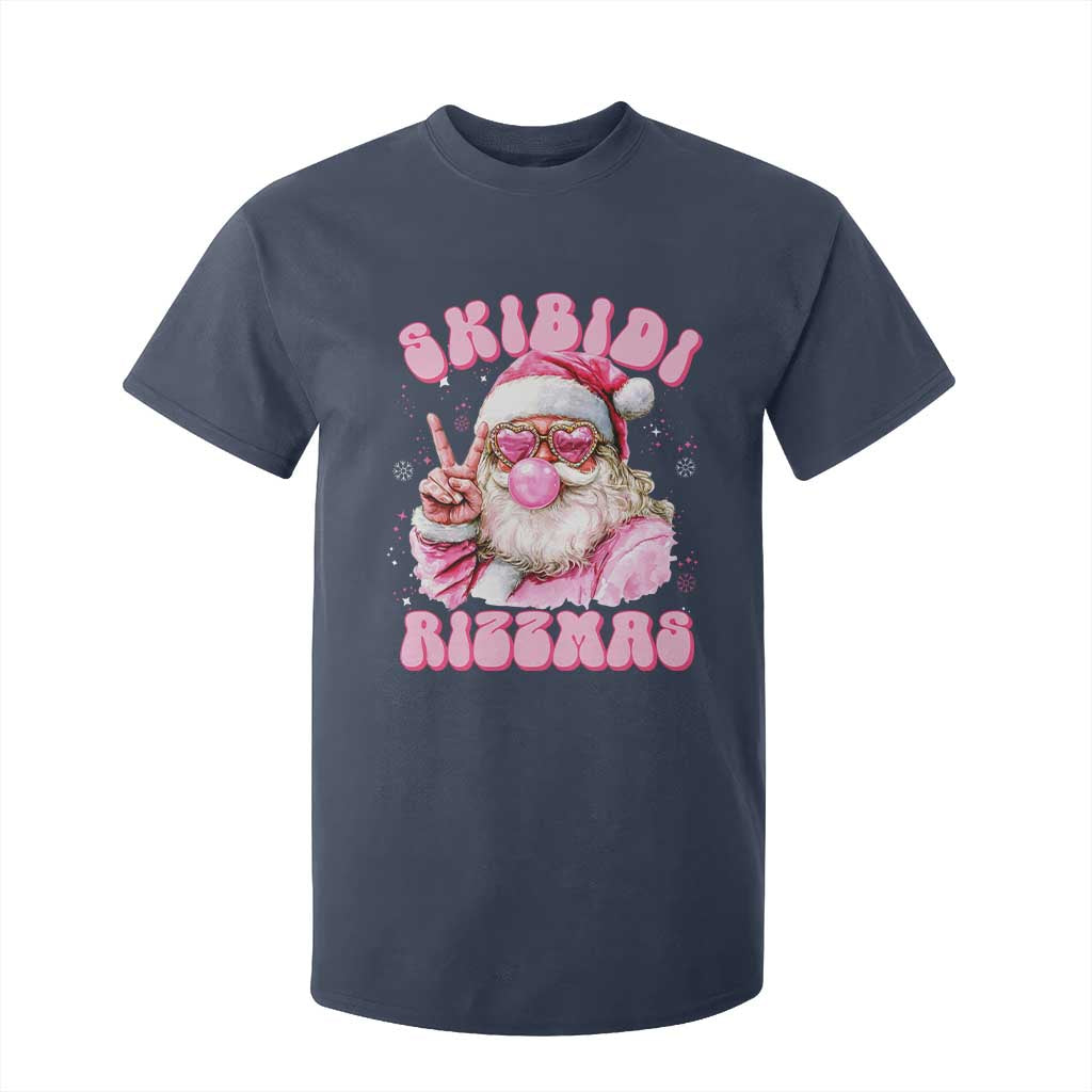 Skibidi Rizzmas Christmas T Shirt For Kid Rizz Santa Pink Bubble Gum Funny Xmas Girl Kids Gen Alpha TS10 Navy Print Your Wear