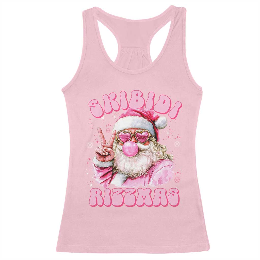 Skibidi Rizzmas Christmas Racerback Tank Top Rizz Santa Pink Bubble Gum Funny Xmas Girl Kids Gen Alpha TS10 Light Pink Print Your Wear