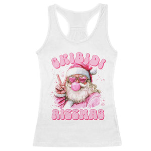 Skibidi Rizzmas Christmas Racerback Tank Top Rizz Santa Pink Bubble Gum Funny Xmas Girl Kids Gen Alpha TS10 White Print Your Wear