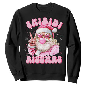 Skibidi Rizzmas Christmas Sweatshirt Rizz Santa Pink Bubble Gum Funny Xmas Girl Kids Gen Alpha TS10 Black Print Your Wear
