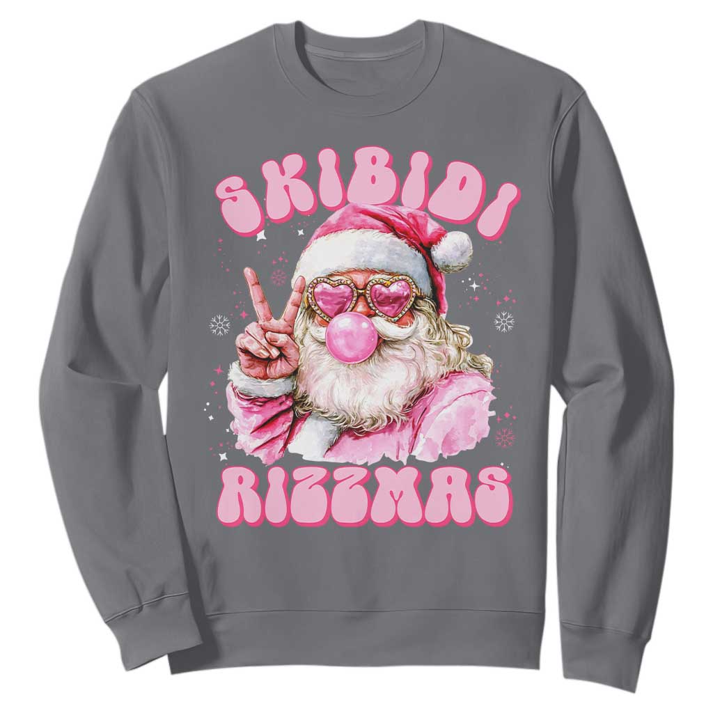 Skibidi Rizzmas Christmas Sweatshirt Rizz Santa Pink Bubble Gum Funny Xmas Girl Kids Gen Alpha TS10 Charcoal Print Your Wear