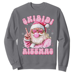 Skibidi Rizzmas Christmas Sweatshirt Rizz Santa Pink Bubble Gum Funny Xmas Girl Kids Gen Alpha TS10 Charcoal Print Your Wear