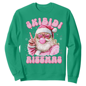 Skibidi Rizzmas Christmas Sweatshirt Rizz Santa Pink Bubble Gum Funny Xmas Girl Kids Gen Alpha TS10 Irish Green Print Your Wear