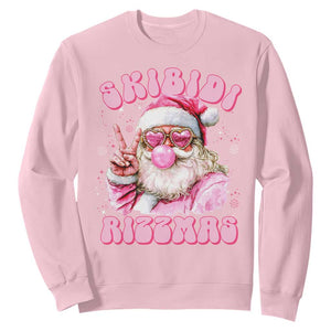Skibidi Rizzmas Christmas Sweatshirt Rizz Santa Pink Bubble Gum Funny Xmas Girl Kids Gen Alpha TS10 Light Pink Print Your Wear