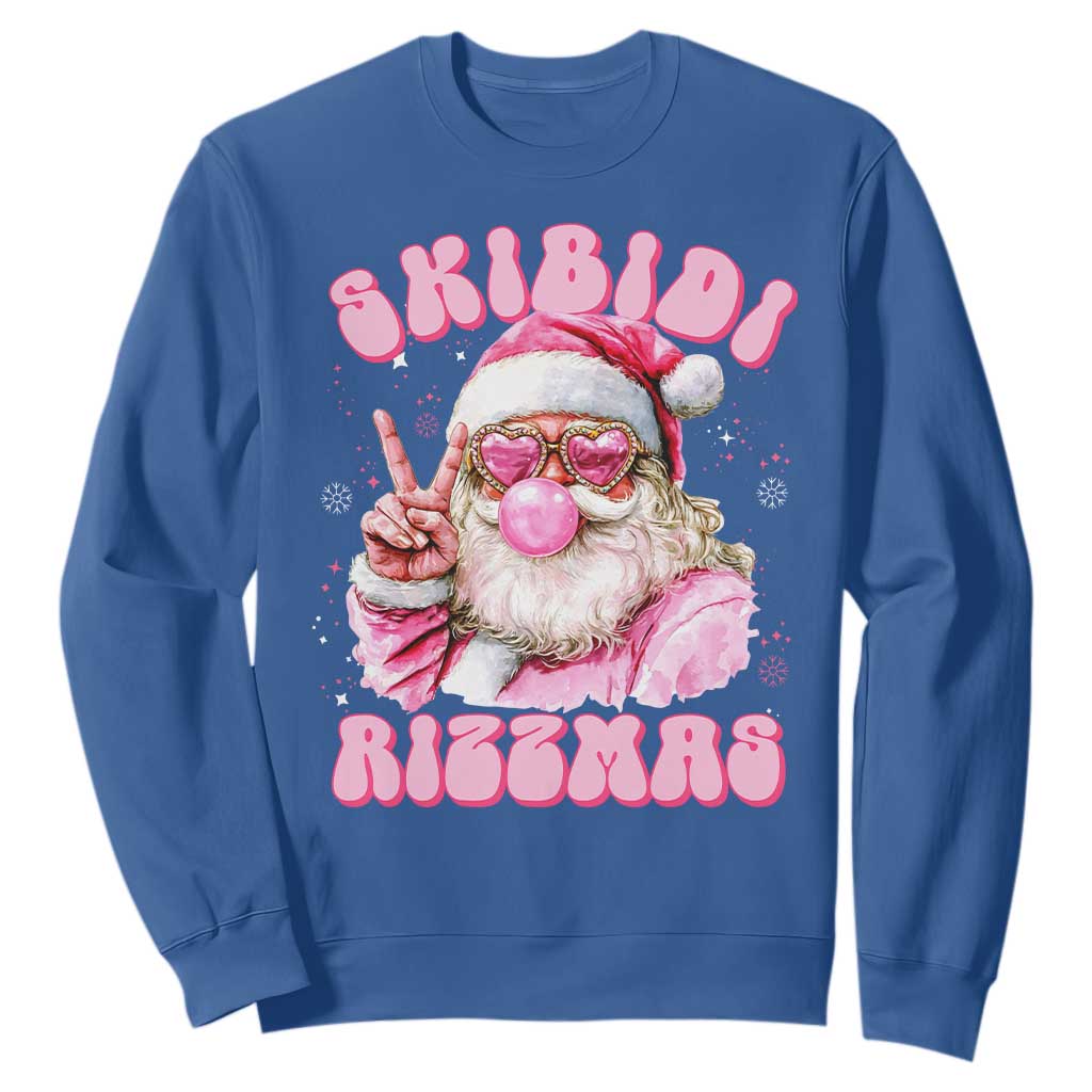 Skibidi Rizzmas Christmas Sweatshirt Rizz Santa Pink Bubble Gum Funny Xmas Girl Kids Gen Alpha TS10 Royal Blue Print Your Wear