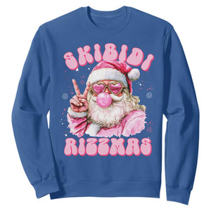 Skibidi Rizzmas Christmas Sweatshirt Rizz Santa Pink Bubble Gum Funny Xmas Girl Kids Gen Alpha TS10 Royal Blue Print Your Wear