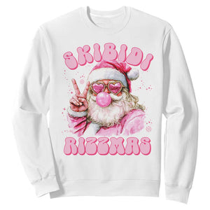 Skibidi Rizzmas Christmas Sweatshirt Rizz Santa Pink Bubble Gum Funny Xmas Girl Kids Gen Alpha TS10 White Print Your Wear