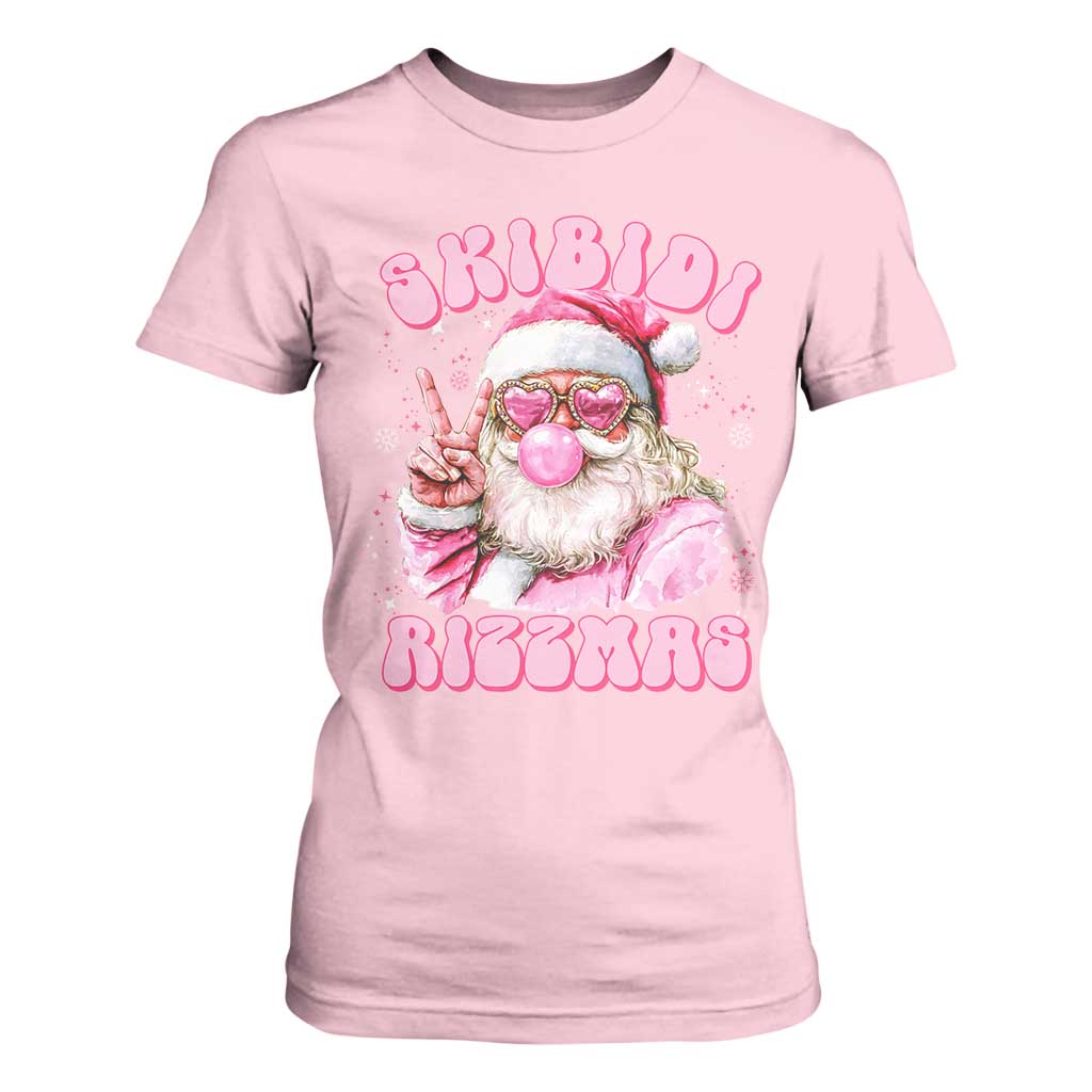 Skibidi Rizzmas Christmas T Shirt For Women Rizz Santa Pink Bubble Gum Funny Xmas Girl Kids Gen Alpha TS10 Light Pink Print Your Wear