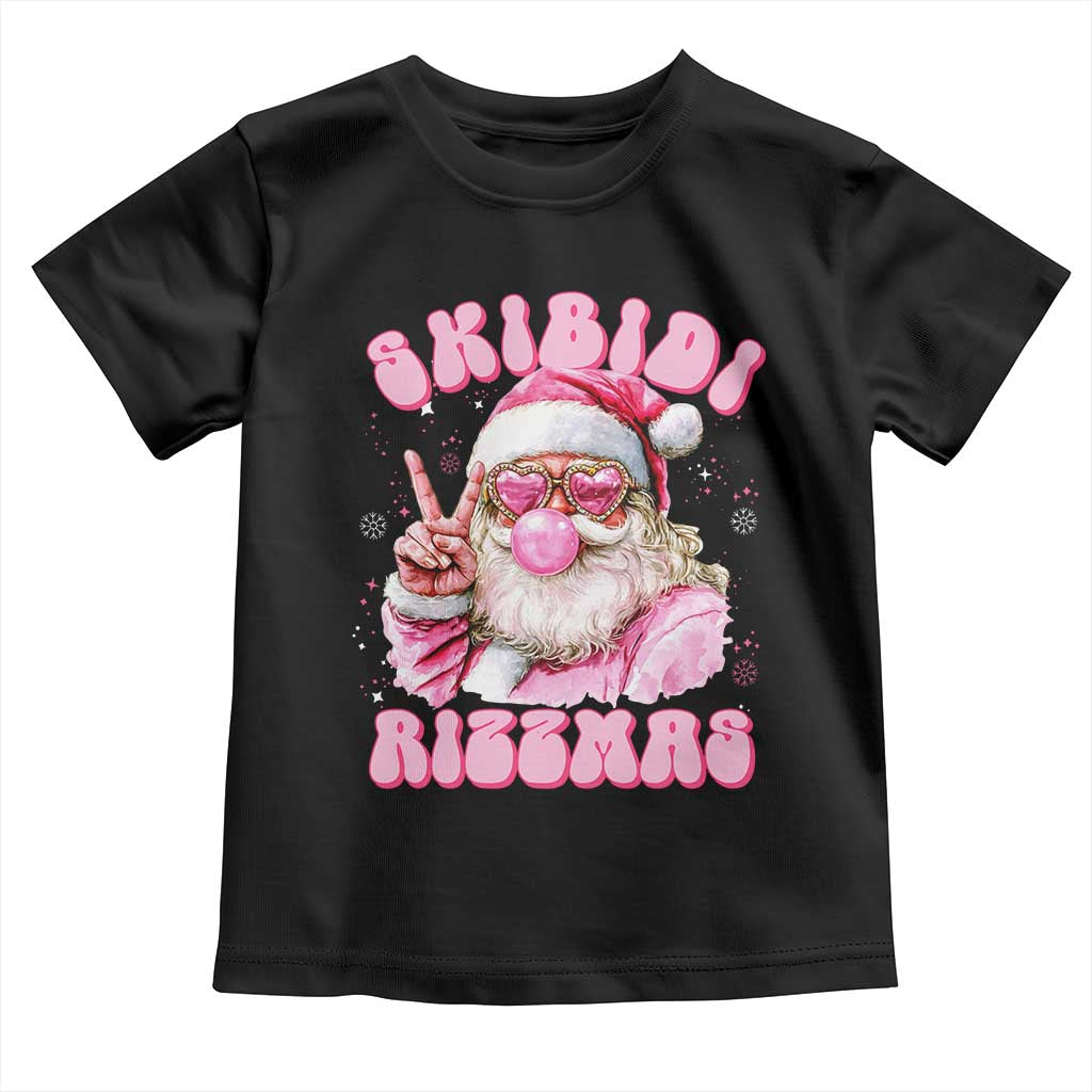 Skibidi Rizzmas Christmas Toddler T Shirt Rizz Santa Pink Bubble Gum Funny Xmas Girl Kids Gen Alpha TS10 Black Print Your Wear