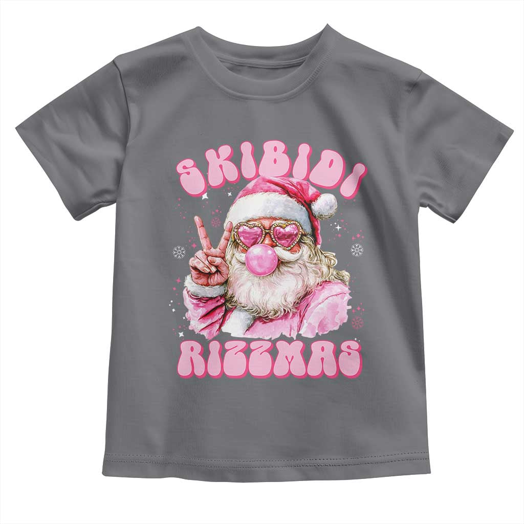 Skibidi Rizzmas Christmas Toddler T Shirt Rizz Santa Pink Bubble Gum Funny Xmas Girl Kids Gen Alpha TS10 Charcoal Print Your Wear
