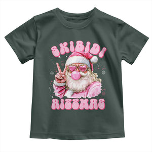 Skibidi Rizzmas Christmas Toddler T Shirt Rizz Santa Pink Bubble Gum Funny Xmas Girl Kids Gen Alpha TS10 Dark Forest Green Print Your Wear