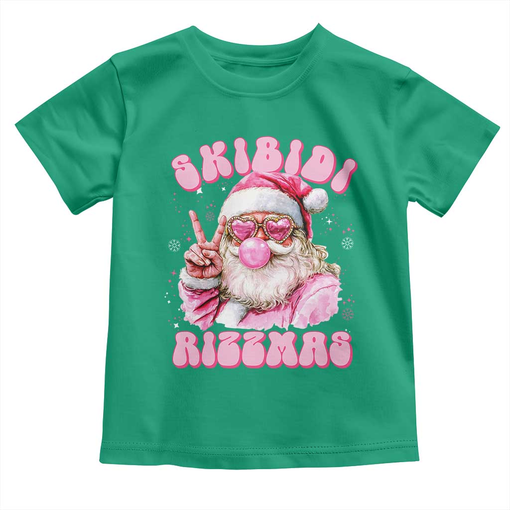 Skibidi Rizzmas Christmas Toddler T Shirt Rizz Santa Pink Bubble Gum Funny Xmas Girl Kids Gen Alpha TS10 Irish Green Print Your Wear