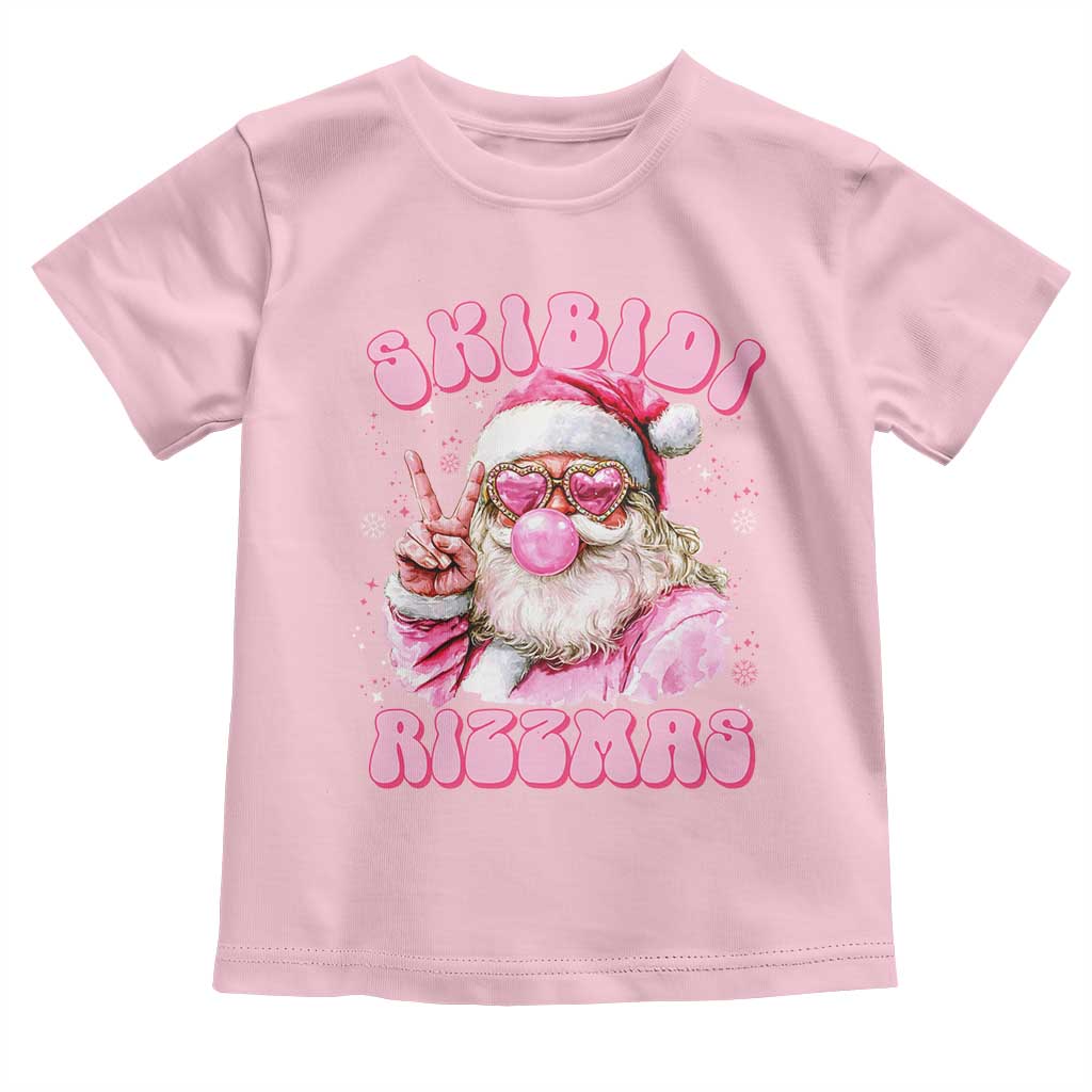 Skibidi Rizzmas Christmas Toddler T Shirt Rizz Santa Pink Bubble Gum Funny Xmas Girl Kids Gen Alpha TS10 Light Pink Print Your Wear