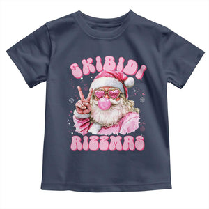 Skibidi Rizzmas Christmas Toddler T Shirt Rizz Santa Pink Bubble Gum Funny Xmas Girl Kids Gen Alpha TS10 Navy Print Your Wear