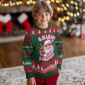 Skibidi Rizzmas Christmas Knit Sweatshirt Rizz Santa Pink Bubble Gum Funny Xmas Girl Kids Gen Alpha TS10 Christmas Print Your Wear