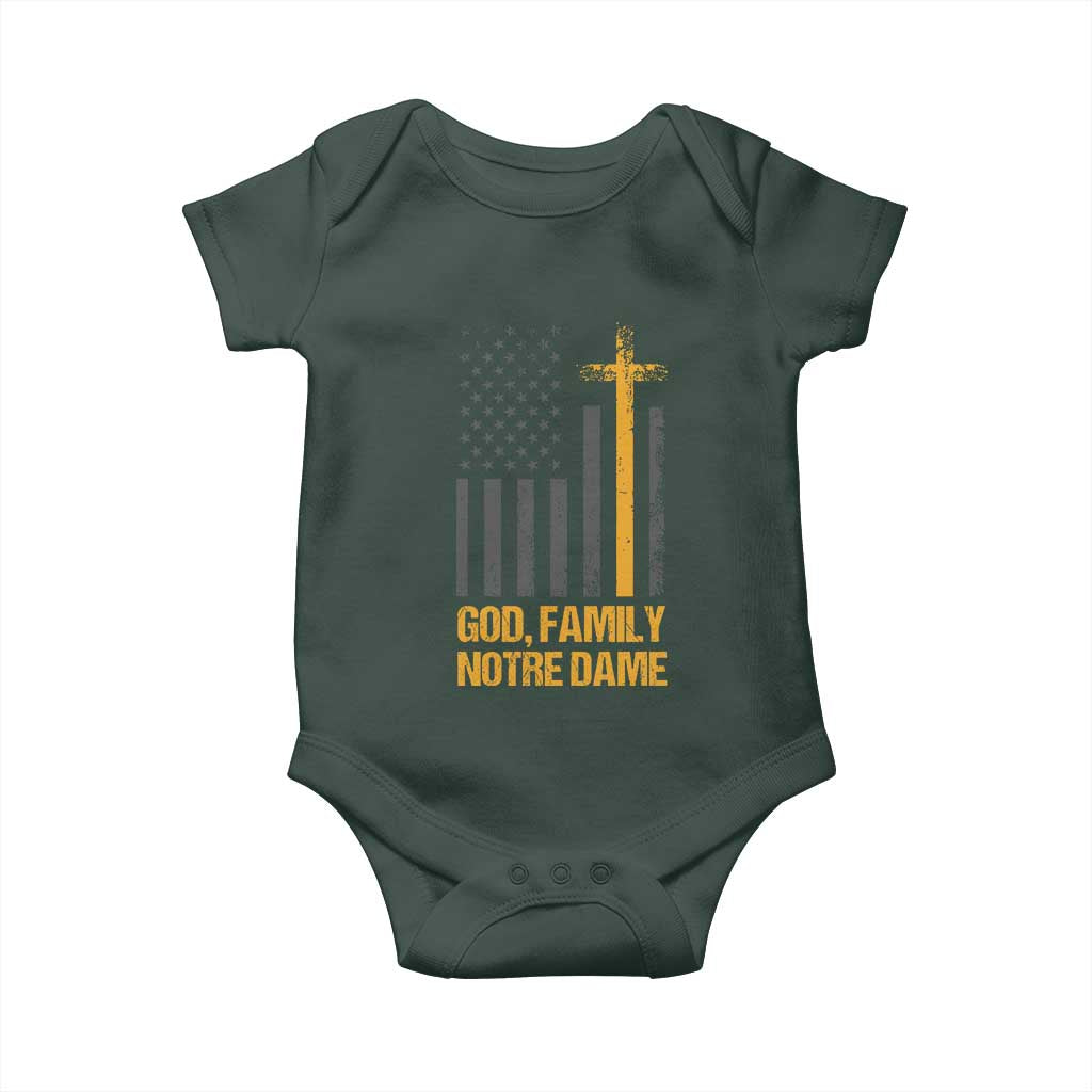 God First Family Second Then Notre Dame Baby Onesie US Flag TS10 Print Your Wear