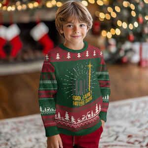 God First Family Second Then Notre Dame Knit Sweatshirt US Flag TS10 Christmas Print Your Wear