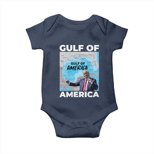 America's Gulf Mexico Baby Onesie Trump Dancing Funny Map TS10 Navy Print Your Wear