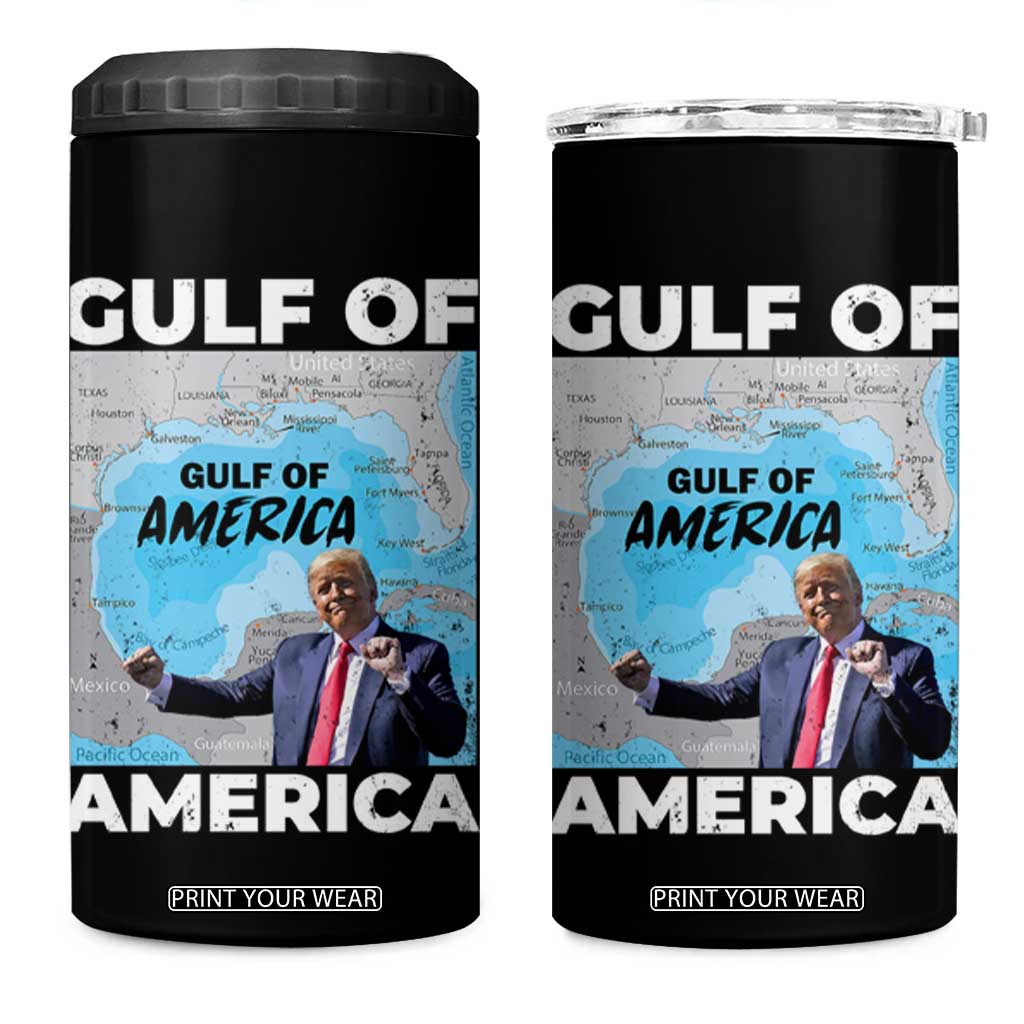 America's Gulf Mexico 4 in 1 Can Cooler Tumbler Trump Dancing Funny Map TS10 One Size: 16 oz Black Print Your Wear