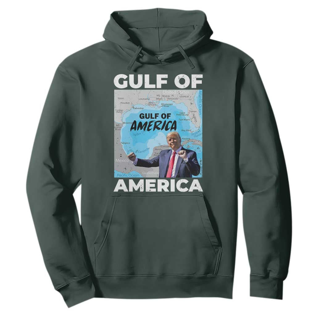 America's Gulf Mexico Hoodie Trump Dancing Funny Map TS10 Dark Forest Green Print Your Wear