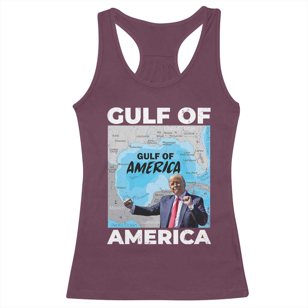America's Gulf Mexico Racerback Tank Top Trump Dancing Funny Map TS10 Maroon Print Your Wear