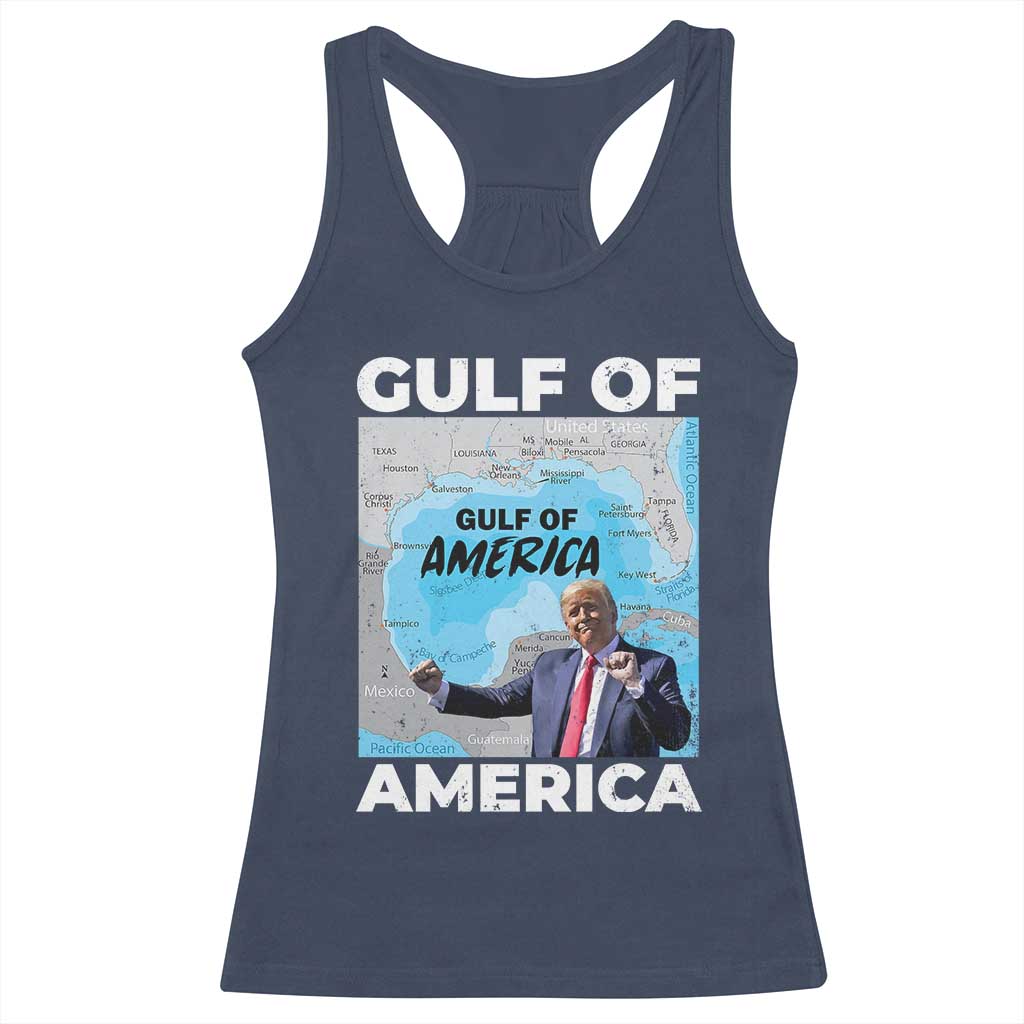 America's Gulf Mexico Racerback Tank Top Trump Dancing Funny Map TS10 Navy Print Your Wear