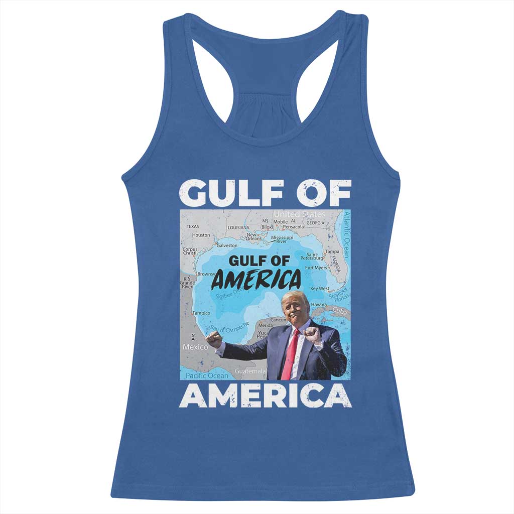 America's Gulf Mexico Racerback Tank Top Trump Dancing Funny Map TS10 Royal Blue Print Your Wear