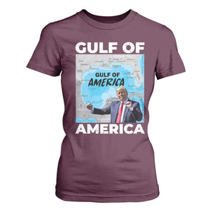 America's Gulf Mexico T Shirt For Women Trump Dancing Funny Map TS10 Maroon Print Your Wear