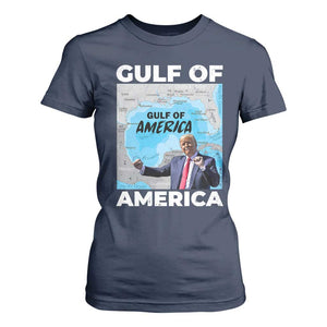 America's Gulf Mexico T Shirt For Women Trump Dancing Funny Map TS10 Navy Print Your Wear