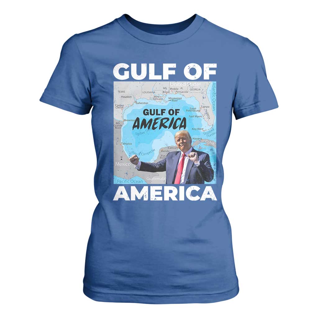 America's Gulf Mexico T Shirt For Women Trump Dancing Funny Map TS10 Royal Blue Print Your Wear