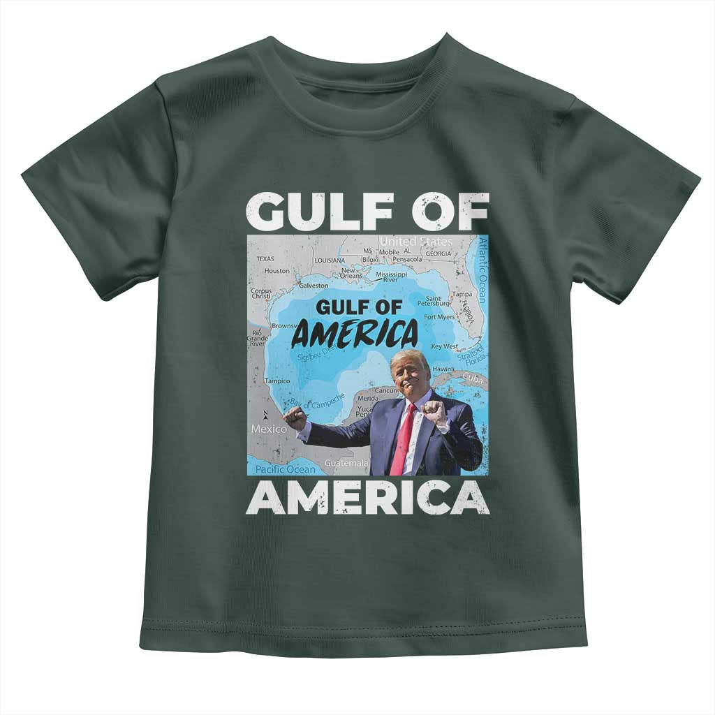 America's Gulf Mexico Toddler T Shirt Trump Dancing Funny Map TS10 Dark Forest Green Print Your Wear