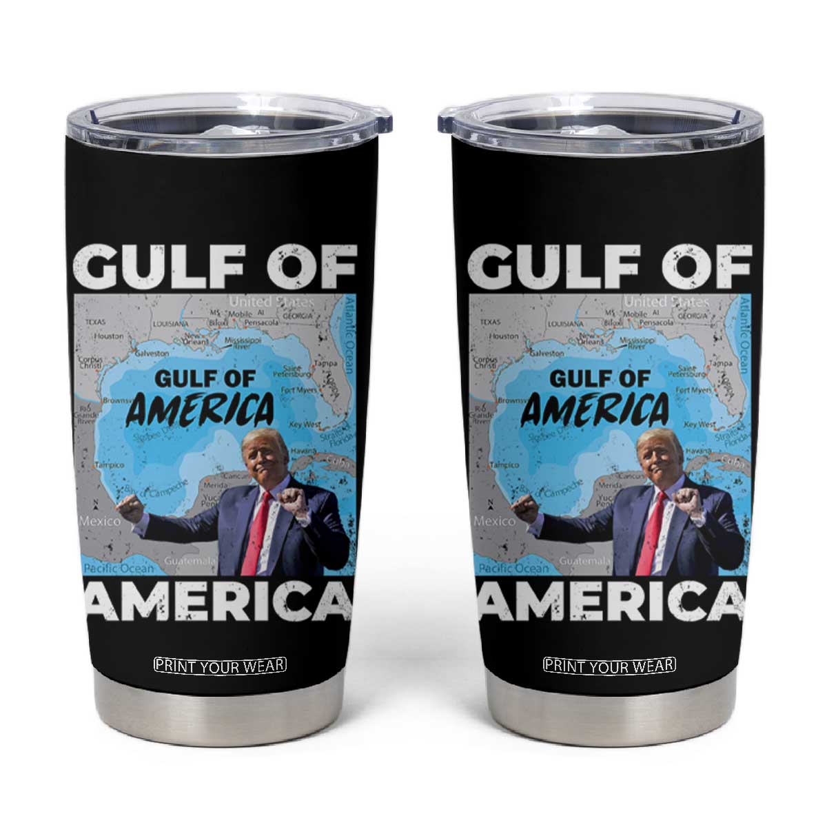 America's Gulf Mexico Tumbler Cup Trump Dancing Funny Map TS10 Black Print Your Wear