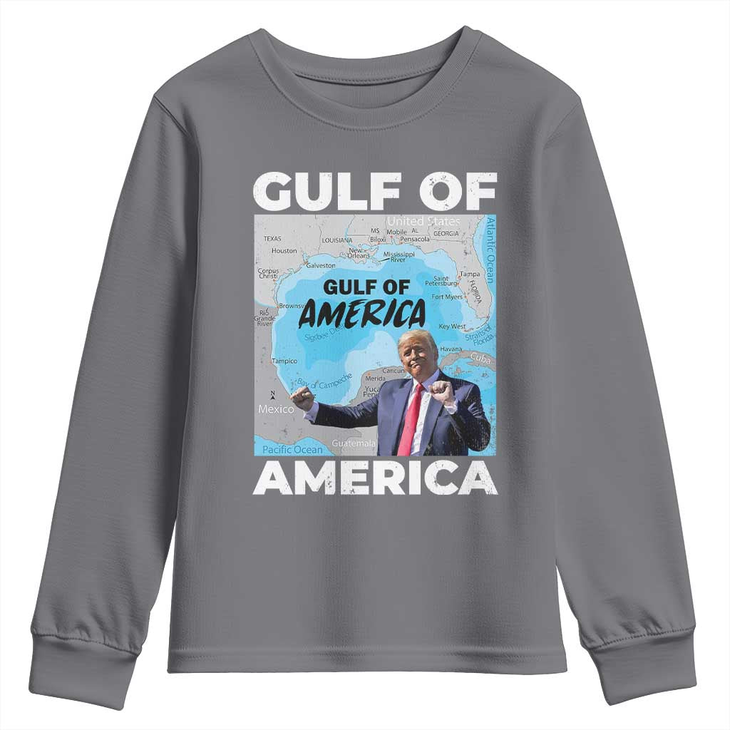 America's Gulf Mexico Youth Sweatshirt Trump Dancing Funny Map TS10 Charcoal Print Your Wear