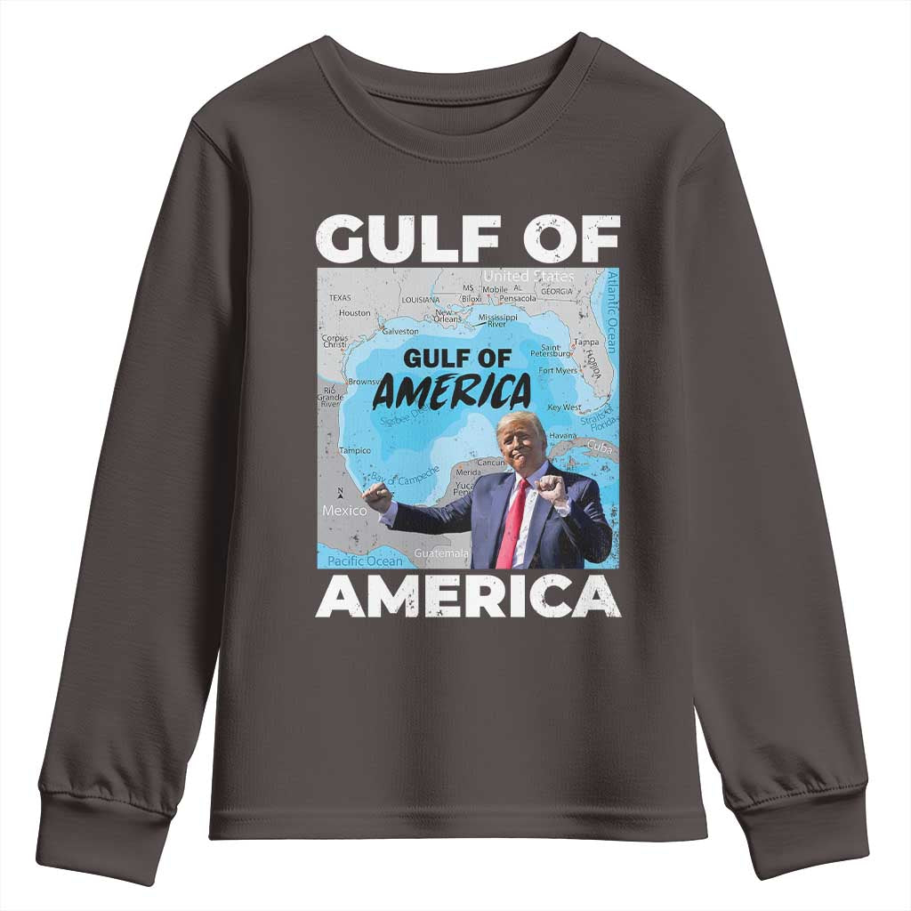 America's Gulf Mexico Youth Sweatshirt Trump Dancing Funny Map TS10 Dark Chocolate Print Your Wear