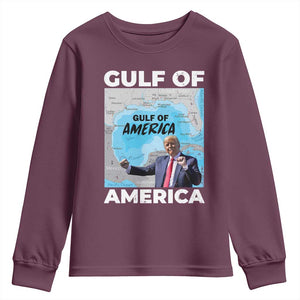 America's Gulf Mexico Youth Sweatshirt Trump Dancing Funny Map TS10 Maroon Print Your Wear