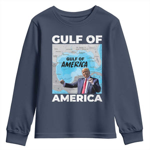 America's Gulf Mexico Youth Sweatshirt Trump Dancing Funny Map TS10 Navy Print Your Wear