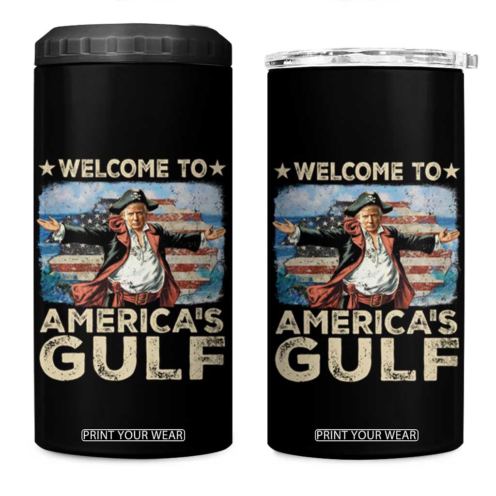 America's Gulf Mexico 4 in 1 Can Cooler Tumbler Presdent Trump Pirate TS10 One Size: 16 oz Black Print Your Wear