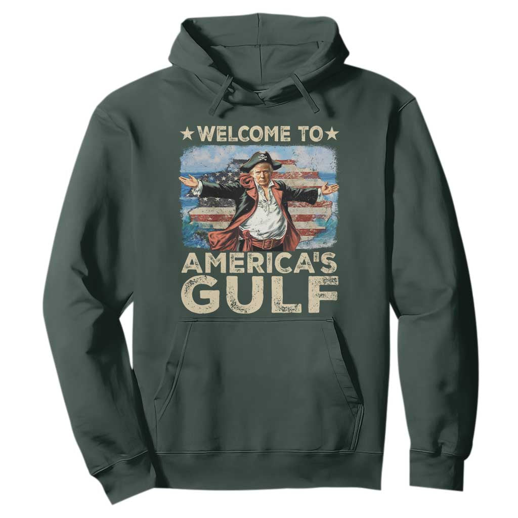 America's Gulf Mexico Hoodie Presdent Trump Pirate TS10 Dark Forest Green Print Your Wear