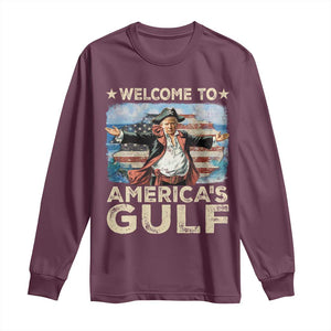 America's Gulf Mexico Long Sleeve Shirt Presdent Trump Pirate TS10 Maroon Print Your Wear